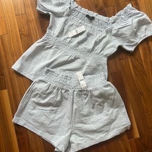 JCrew matching set. Stretch lightweight seersucker fabric.